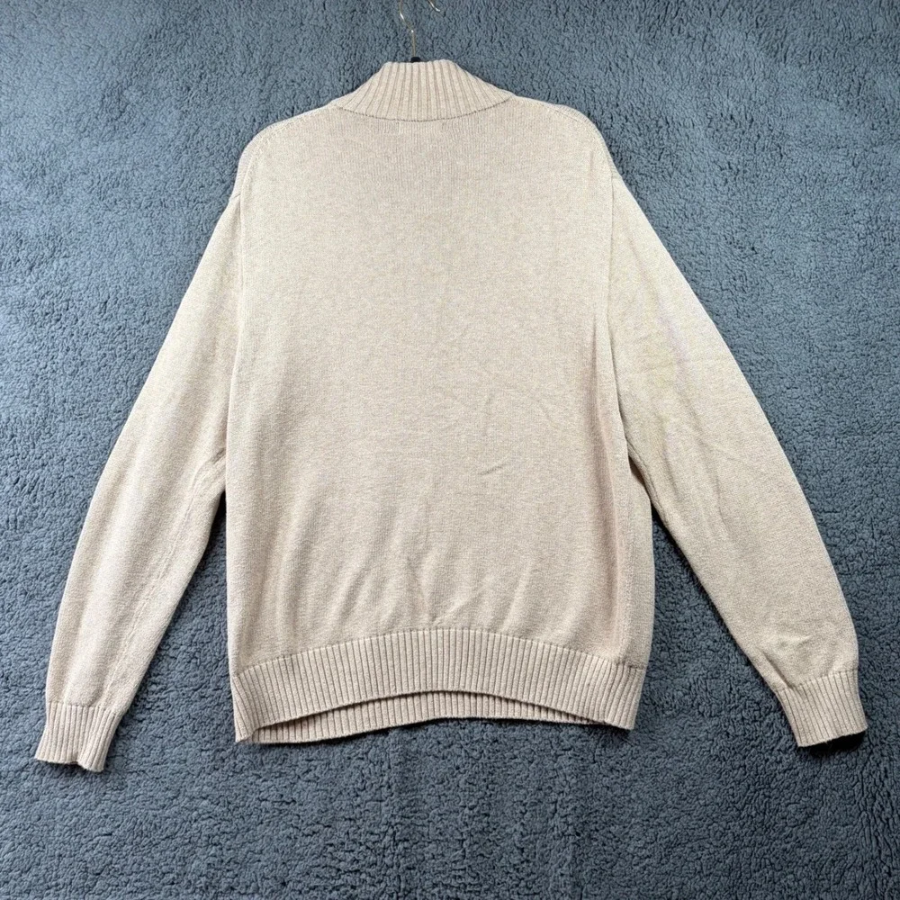 Polo Ralph Lauren 3-Button Mock Neck Sweater Tan Beige Cotton Men's XL TG Preppy